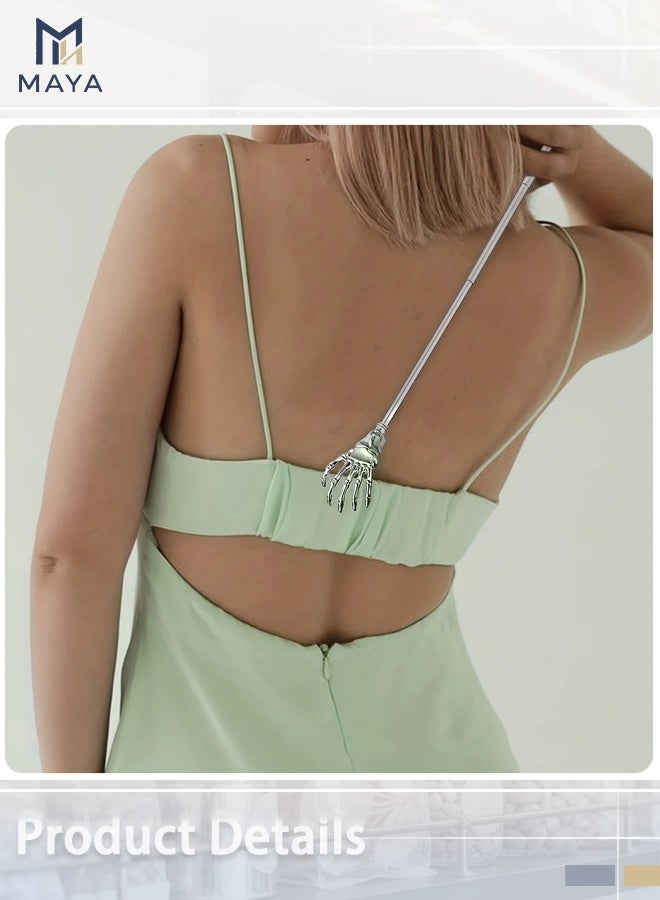 مايا مجموعة من 3 قطع من أدوات تدليك الظهر على شكل يد هيكل عظمي، محمولة وقابلة للتمديد، بمقابض مطاطية ناعمة، مثالية لإرسالها كهدية للأصدقاء/الزملاء/كبار السن (أسود، أزرق، أخضر). - Image 3